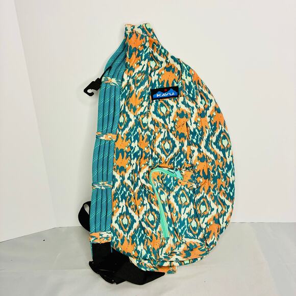 Kavu Handbags - Kavu NWOT Sling Backpack Rope Padded Adjustable Pink Teal Bag 100% Cotton REI